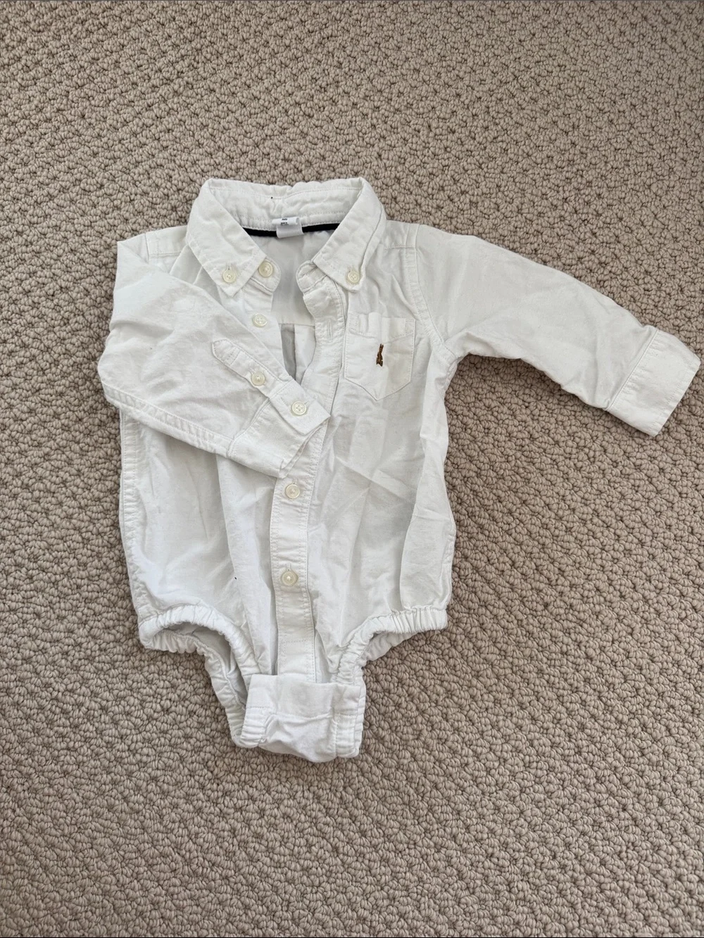 White Button-Front Cotton Baby One-Piece